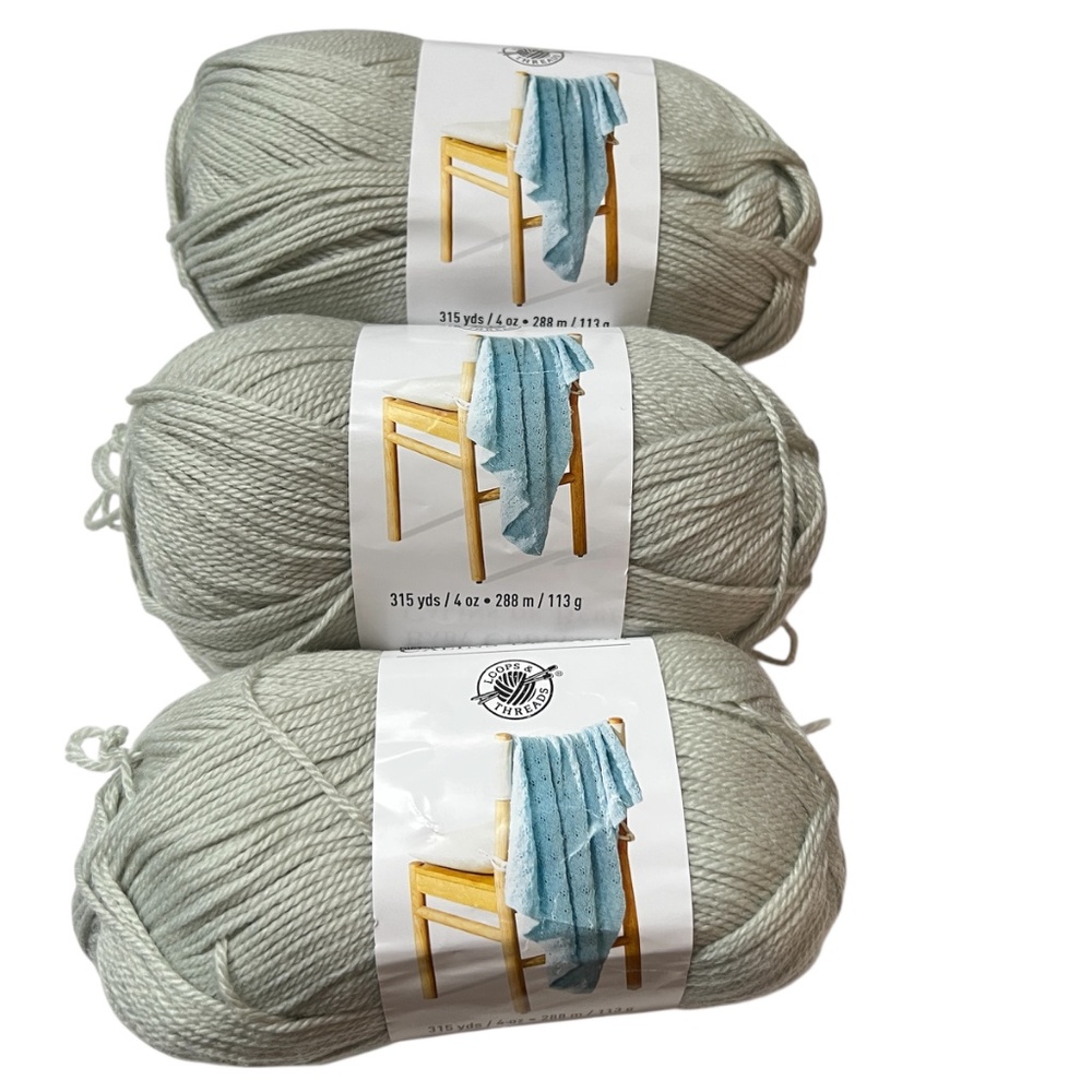 3 Balls Loops & Threads Baby Cuddles 113 g ea Neutral Grey 3 Weight Same dye lot